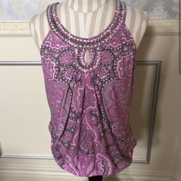 GORGEOUS CRYSTAL Silk Tank w Stretch! - Picture 1 of 16